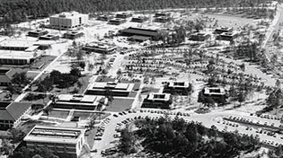 aerial photograph of campus in 1967