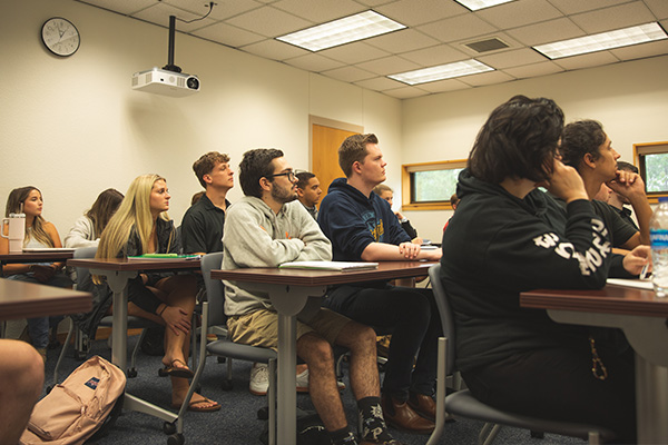 Students sitting in a classroom