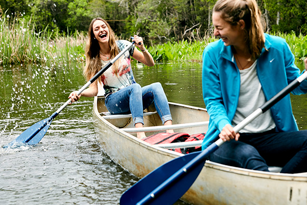 Students using Outdoor Adventure Canoes.