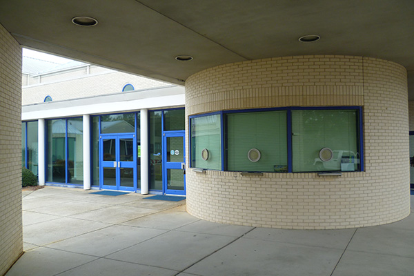 Exterior view of the Box Office for the UWF Center for Fine and Performing Arts.